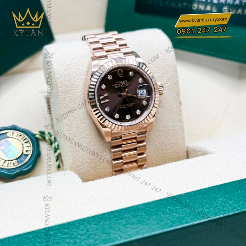 Kỳ Lân Luxury rolex lady datejust 28 279175 0004 chocolate 6 Đồng hồ Rolex Lady Datejust chocolate cọc kim sao 279175-0004