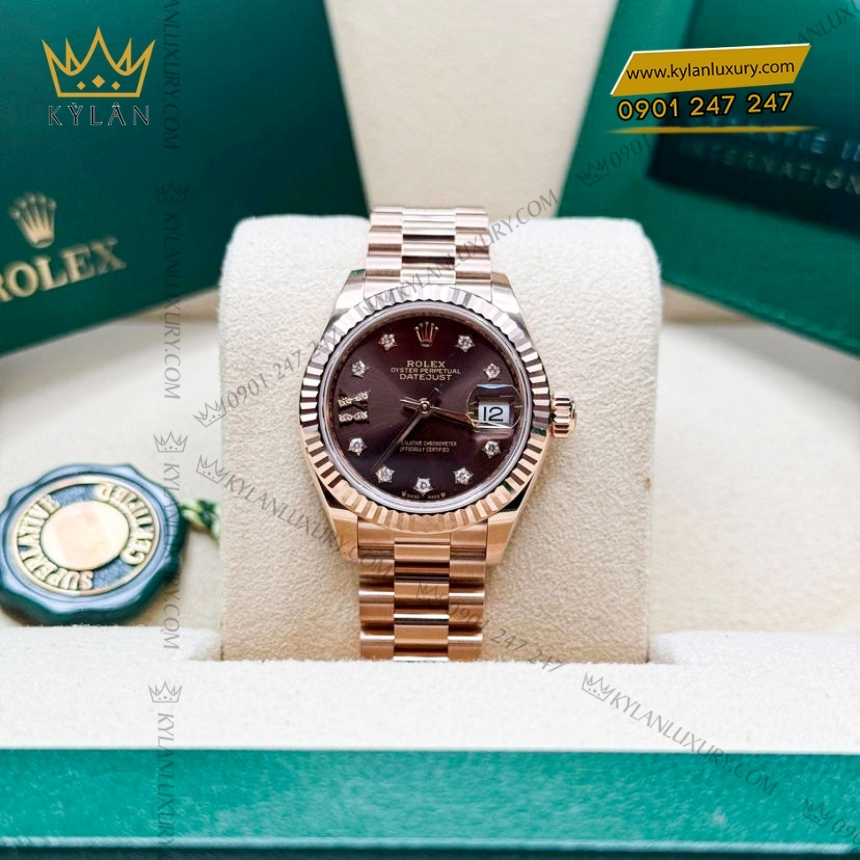 Kỳ Lân Luxury rolex lady datejust 28 279175 0004 chocolate 8 Đồng hồ Rolex Lady Datejust chocolate cọc kim sao 279175-0004