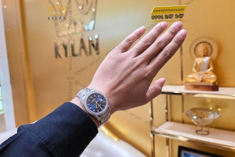 Đồng hồ Rolex Oyster Perpetual Date 34 115200 custom kim cương