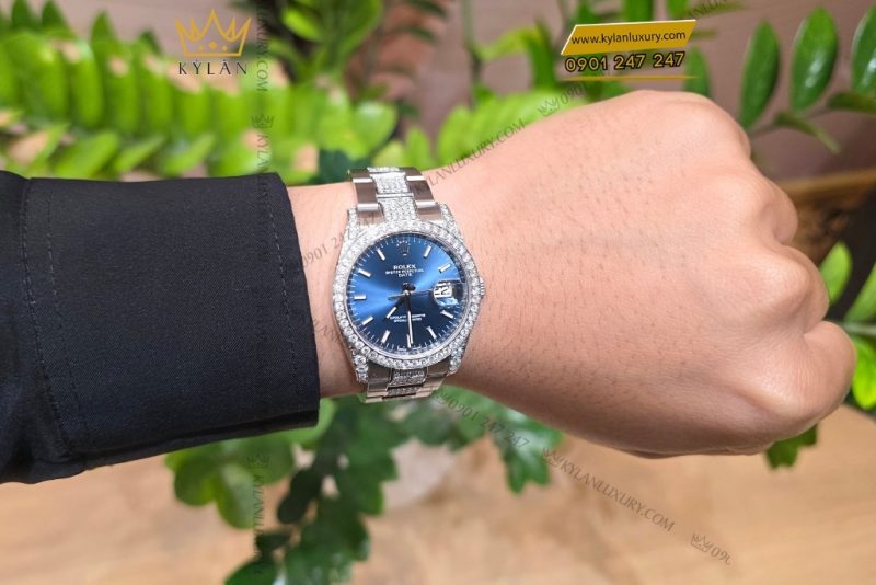 Đồng hồ Rolex Oyster Perpetual Date 34 115200 custom kim cương