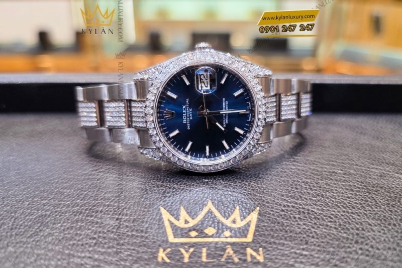 Đồng hồ Rolex Oyster Perpetual Date 34 115200 custom kim cương