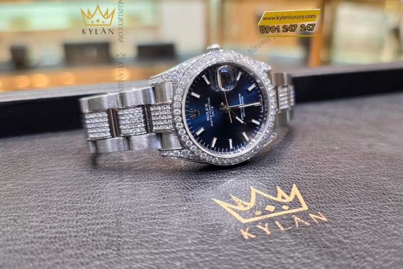 Đồng hồ Rolex Oyster Perpetual Date 34 115200 custom kim cương