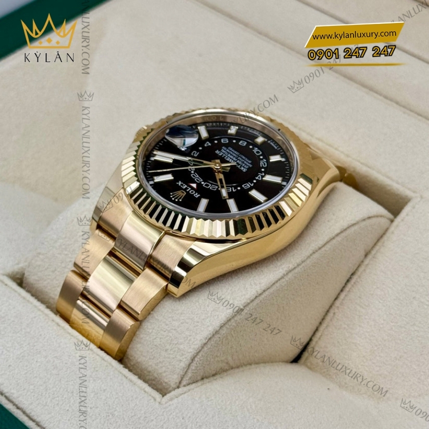 Kỳ Lân Luxury rolex sky dweller 336938 0002 vang vang mat den 4 Đồng hồ Rolex Sky Dweller vàng vàng mặt đen 336938-0002