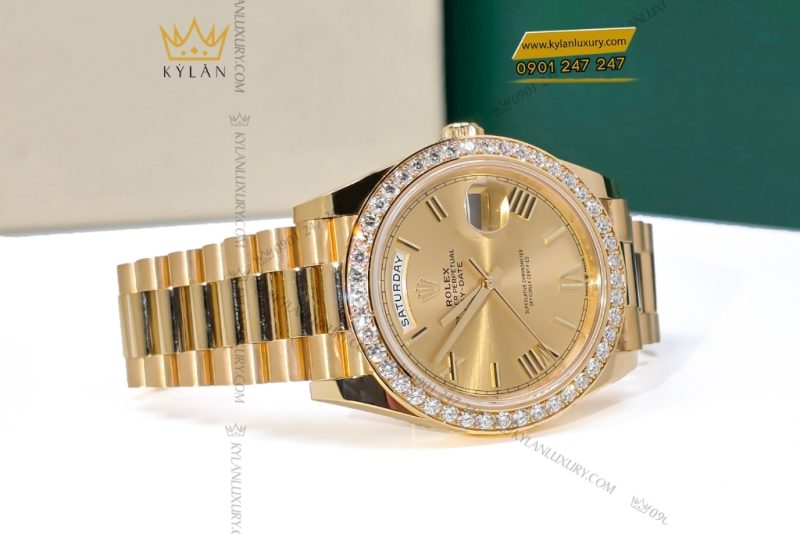 Vành bezel Rolex vàng vàng kim cương tròn 40mm