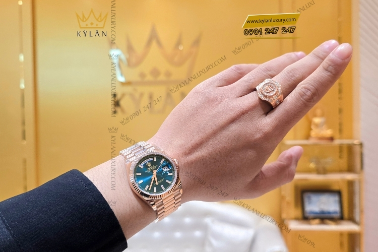 Sự kết hợp giữa đồng hồ Rolex và nhẫn Rolex tại Kỳ Lân - tạo nên sự đồng điệu, nân tầm đẳng cấp.