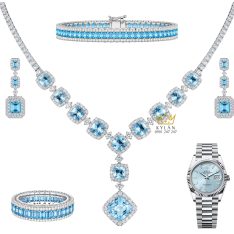 Bộ trang sức kim cương đính đá Topaz