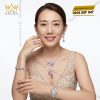 Bộ trang sức kim cương đính đá sapphire hồng