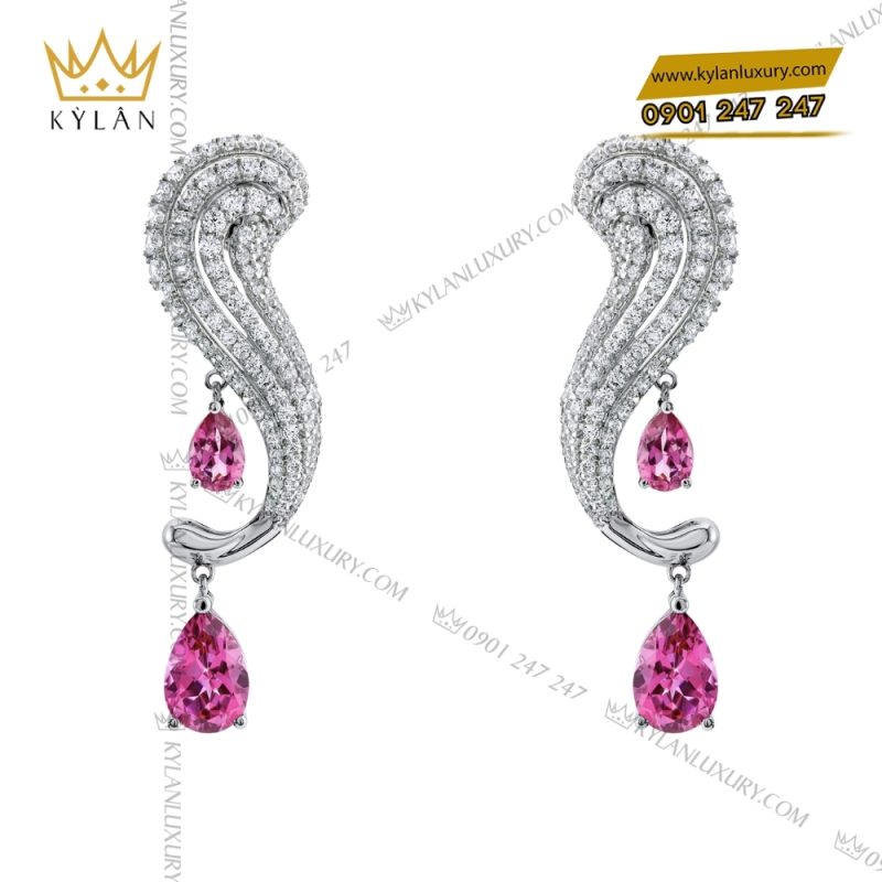 Bộ trang sức kim cương đính đá sapphire hồng