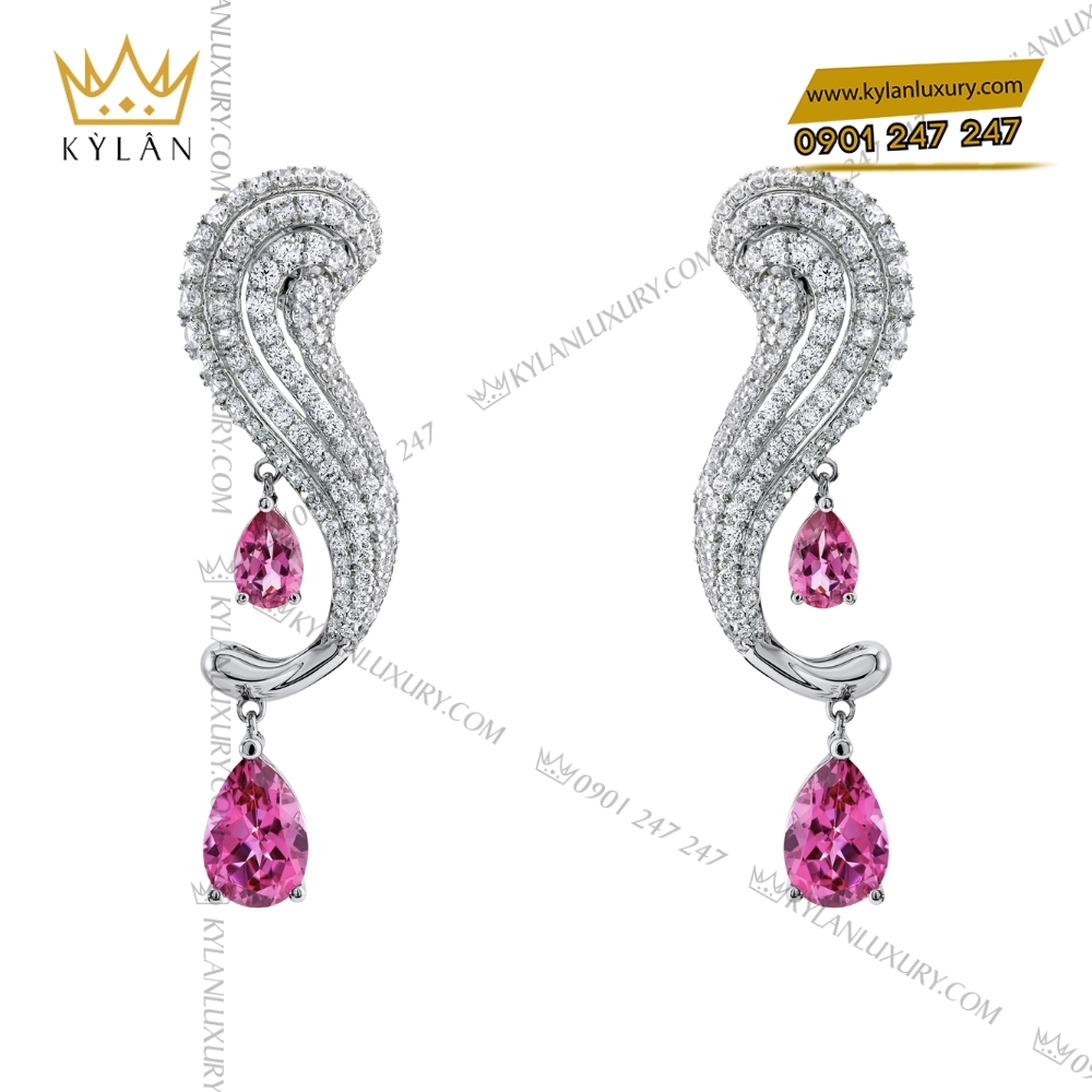 Bộ trang sức kim cương đính đá sapphire hồng