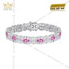 Bộ trang sức kim cương đính đá sapphire hồng