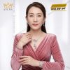 Bộ trang sức kim cương đính đá sapphire hồng