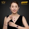 Bộ trang sức kim cương đính sapphire đỏ