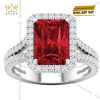 Bộ trang sức kim cương đính sapphire đỏ