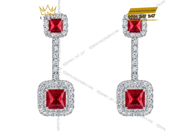 Bộ trang sức kim cương đính sapphire đỏ