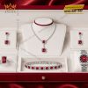 Bộ trang sức kim cương đính sapphire đỏ