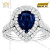 Bộ trang sức kim cương đính sapphire xanh dương