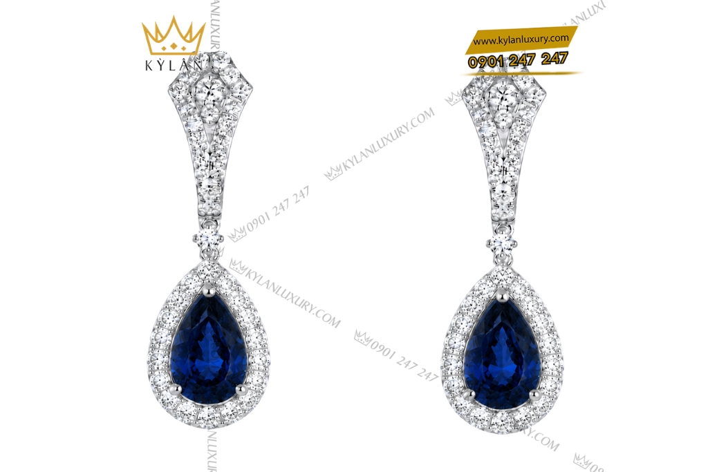 Bộ trang sức kim cương đính sapphire xanh dương