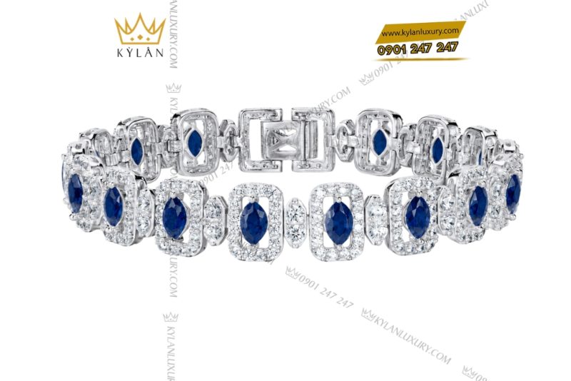 Bộ trang sức kim cương đính sapphire xanh dương