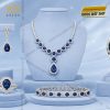 Bộ trang sức kim cương đính sapphire xanh dương