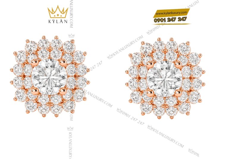 Bộ trang sức vàng hồng Au750 đính kim cương