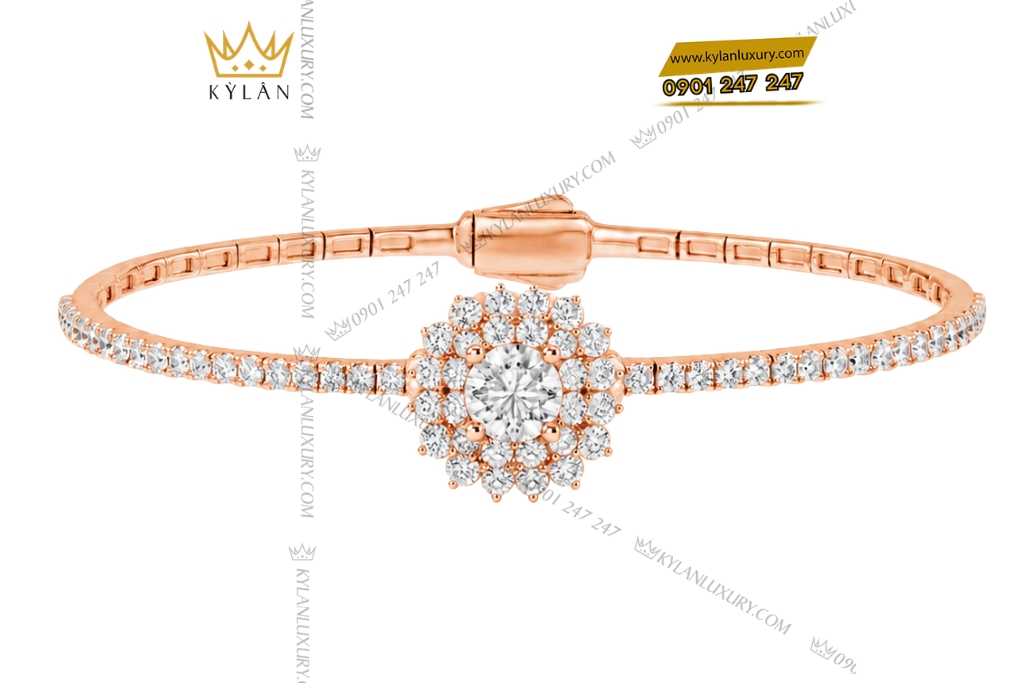 Bộ trang sức vàng hồng Au750 đính kim cương