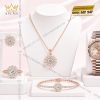 Bộ trang sức vàng hồng Au750 đính kim cương