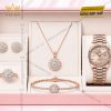 Bộ trang sức vàng hồng Au750 đính kim cương