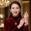 Bộ trang sức vàng hồng Au750 đính sapphire đỏ