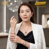 Bộ trang sức vàng hồng Au750 đính sapphire đỏ