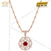 Bộ trang sức vàng hồng Au750 đính sapphire đỏ