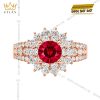 Bộ trang sức vàng hồng Au750 đính sapphire đỏ