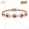 Bộ trang sức vàng hồng Au750 đính sapphire đỏ