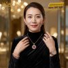 Bộ trang sức vàng hồng Au750 đính sapphire đỏ