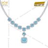 Bộ trang sức vàng trắng Au750 đính đá Topaz xanh