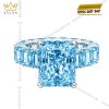 Bộ trang sức vàng trắng Au750 đính đá Topaz xanh