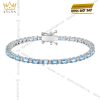 Bộ trang sức vàng trắng Au750 đính đá Topaz xanh