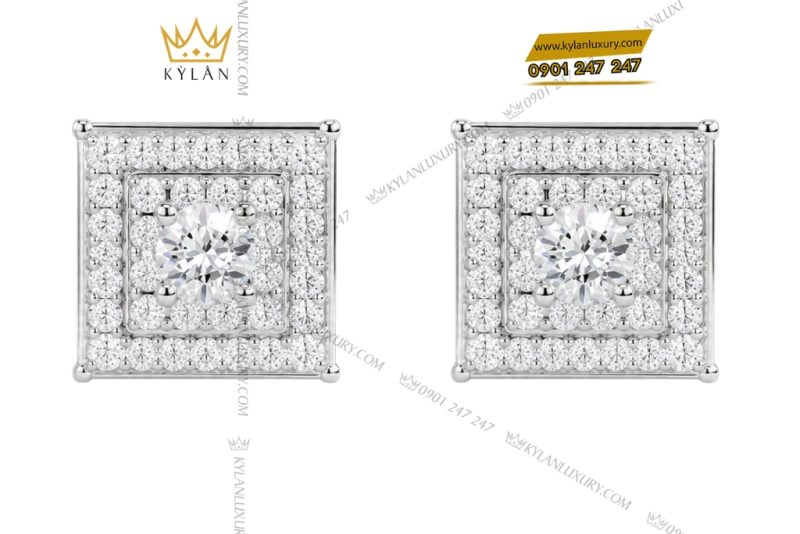 Bộ trang sức vàng trắng Au750 đính kim cương