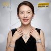 Bộ trang sức vàng trắng Au750 đính kim cương