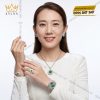 Bộ trang sức vàng trắng Au750 đính ngọc lục bảo