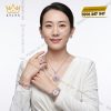 Bộ trang sức vàng trắng Au750 đính sapphire hồng