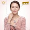 Bộ trang sức vàng trắng Au750 đính sapphire hồng