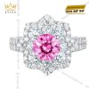 Bộ trang sức vàng trắng Au750 đính sapphire hồng