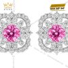Bộ trang sức vàng trắng Au750 đính sapphire hồng