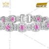 Bộ trang sức vàng trắng Au750 đính sapphire hồng