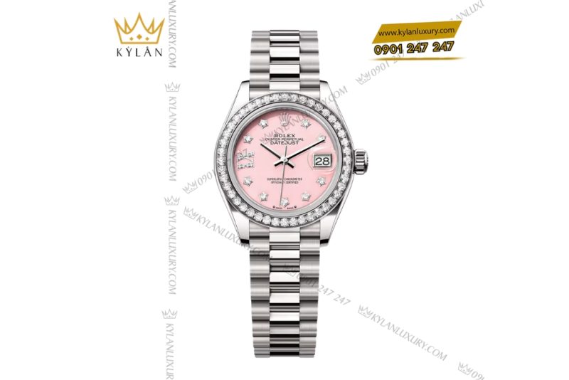 Bộ trang sức vàng trắng Au750 đính sapphire hồng