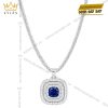 Bộ trang sức vàng trắng Au750 đính sapphire xanh