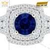Bộ trang sức vàng trắng Au750 đính sapphire xanh