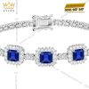 Bộ trang sức vàng trắng Au750 đính sapphire xanh