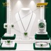 Bộ trang sức vàng trắng Au750 đính sapphire xanh hình trái tim