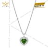 Bộ trang sức vàng trắng Au750 đính sapphire xanh hình trái tim